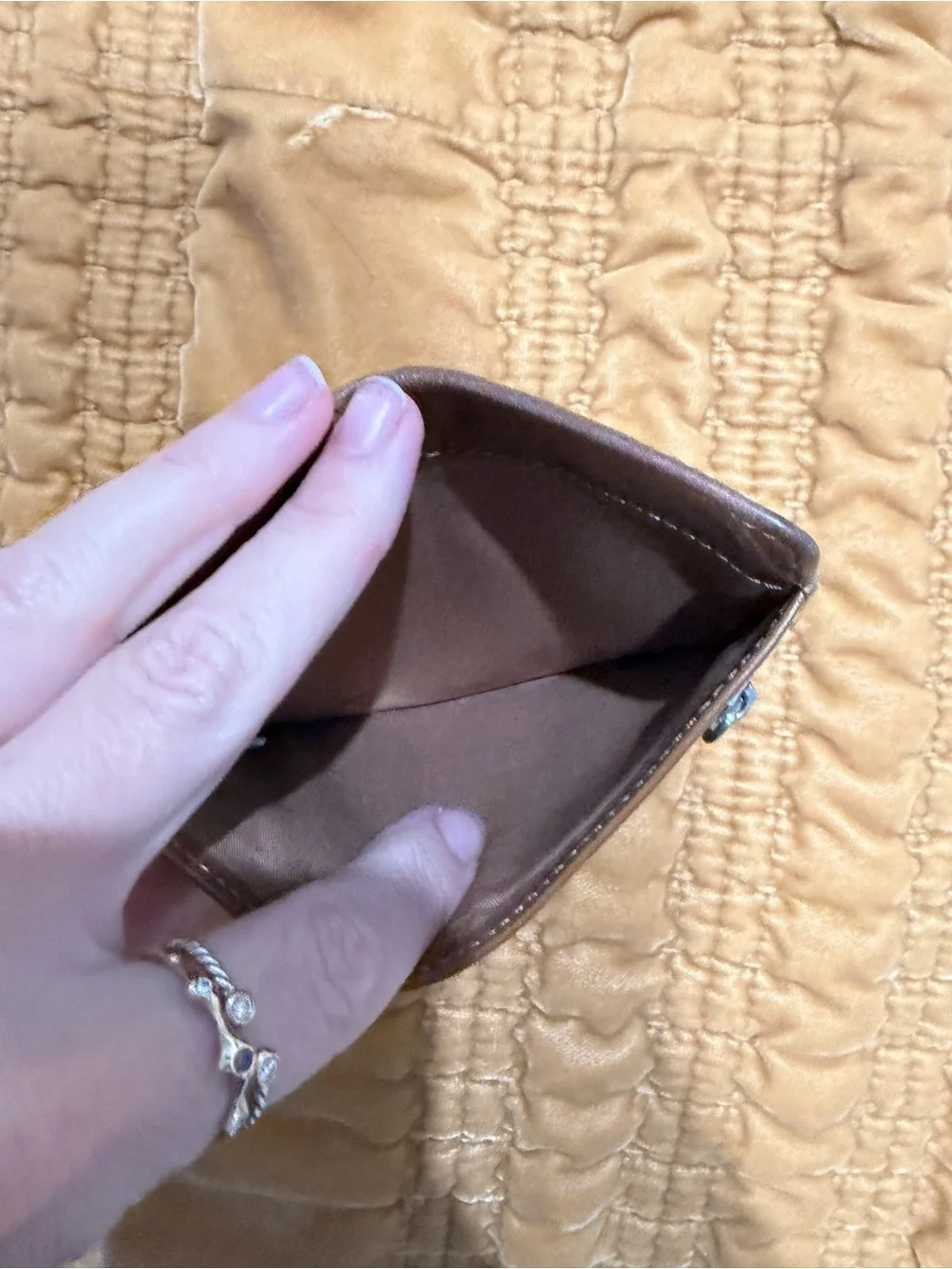 Hobo euro slide wallet in truffle polished leather